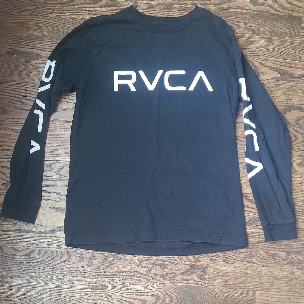 RVCA Black Long Sleeve Tee with White Logo